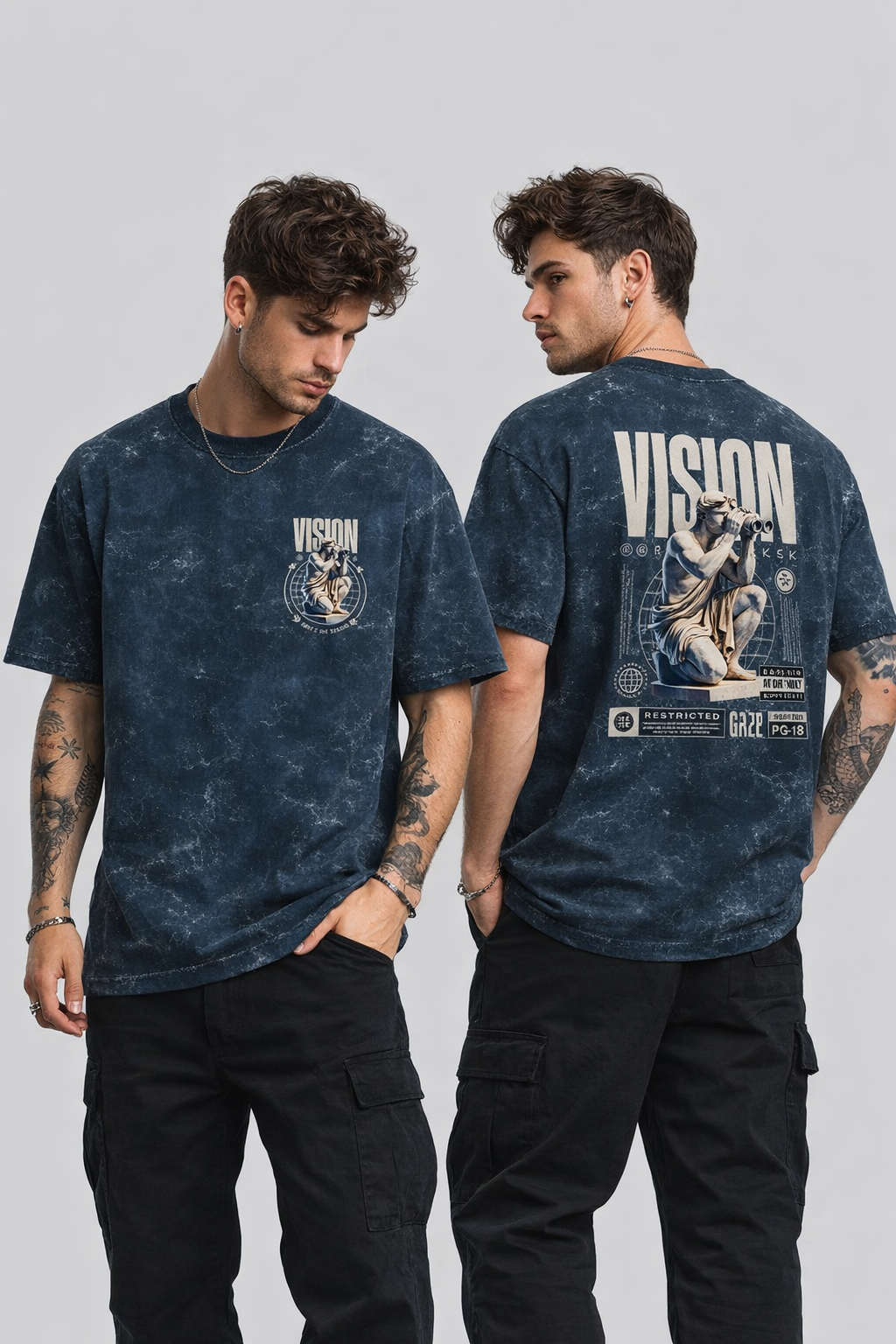 VISION Acid Washed Oversized Tee