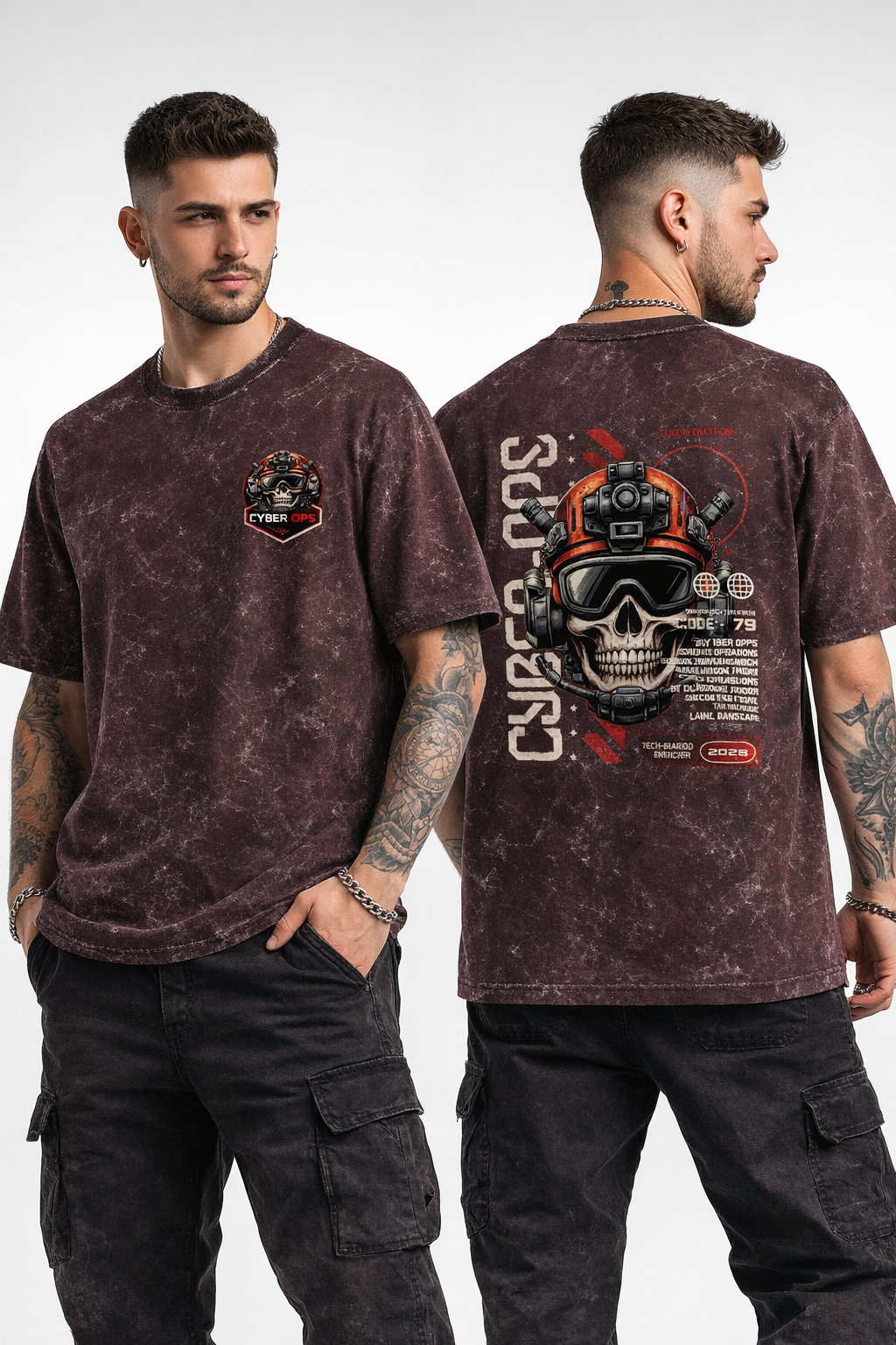 CYBER OOP Acid Washed Oversized Tee